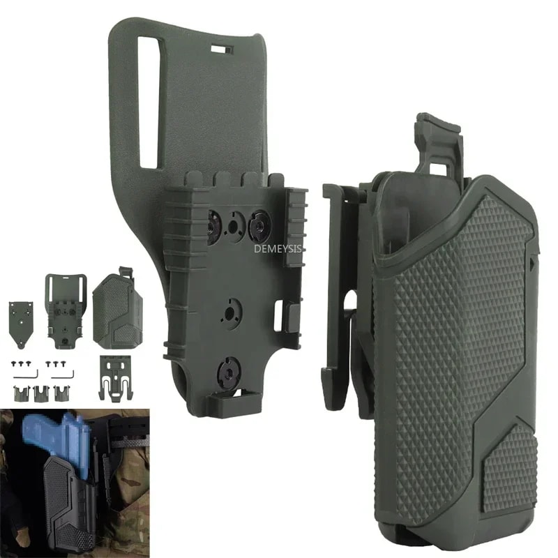 Right Hand Tactical Gun Holster for Shooting and Hunting – Universal Pistol Holder with Flashlight Compatibility