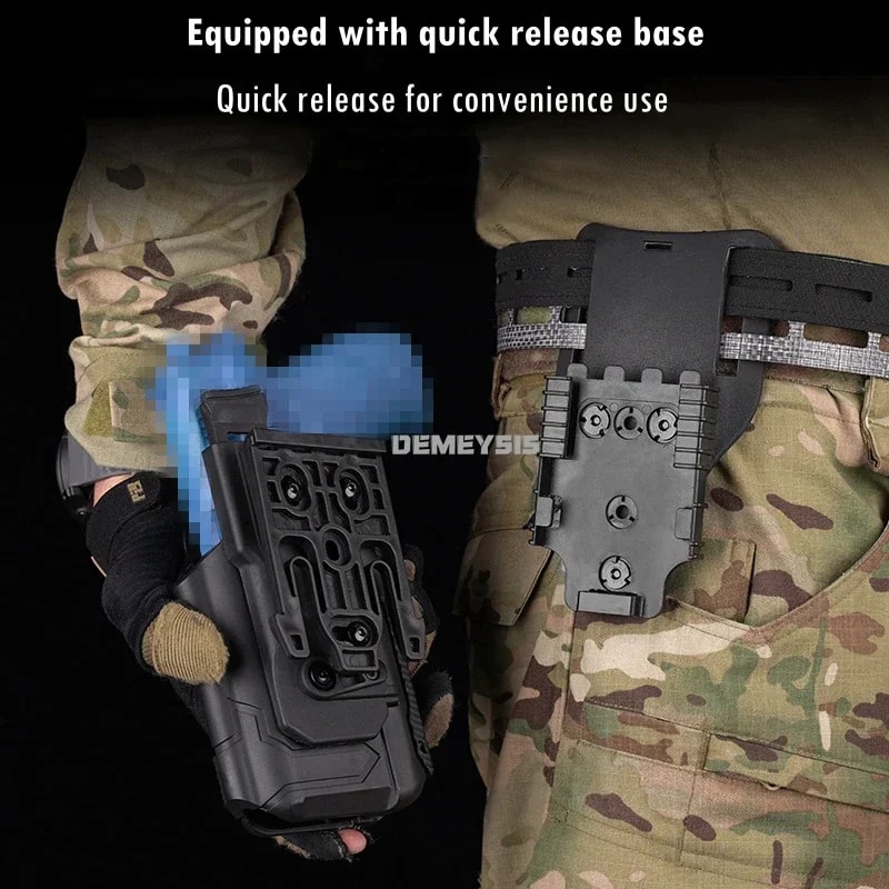 Right Hand Tactical Gun Holster for Shooting and Hunting – Universal Pistol Holder with Flashlight Compatibility