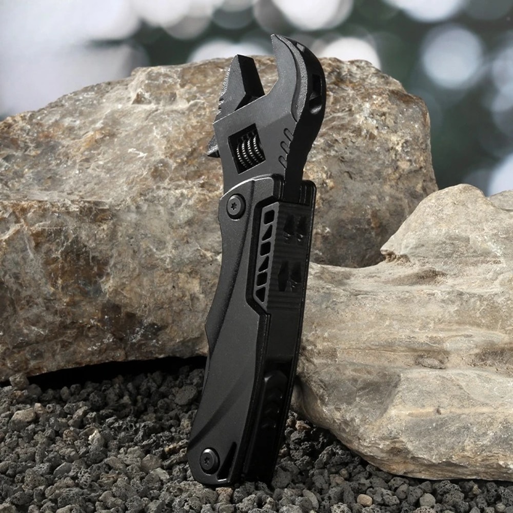 Multifunctional Outdoor Camping Wrench Tool Adjustable Wrench, Folding Knife, and Saw for EDC Use