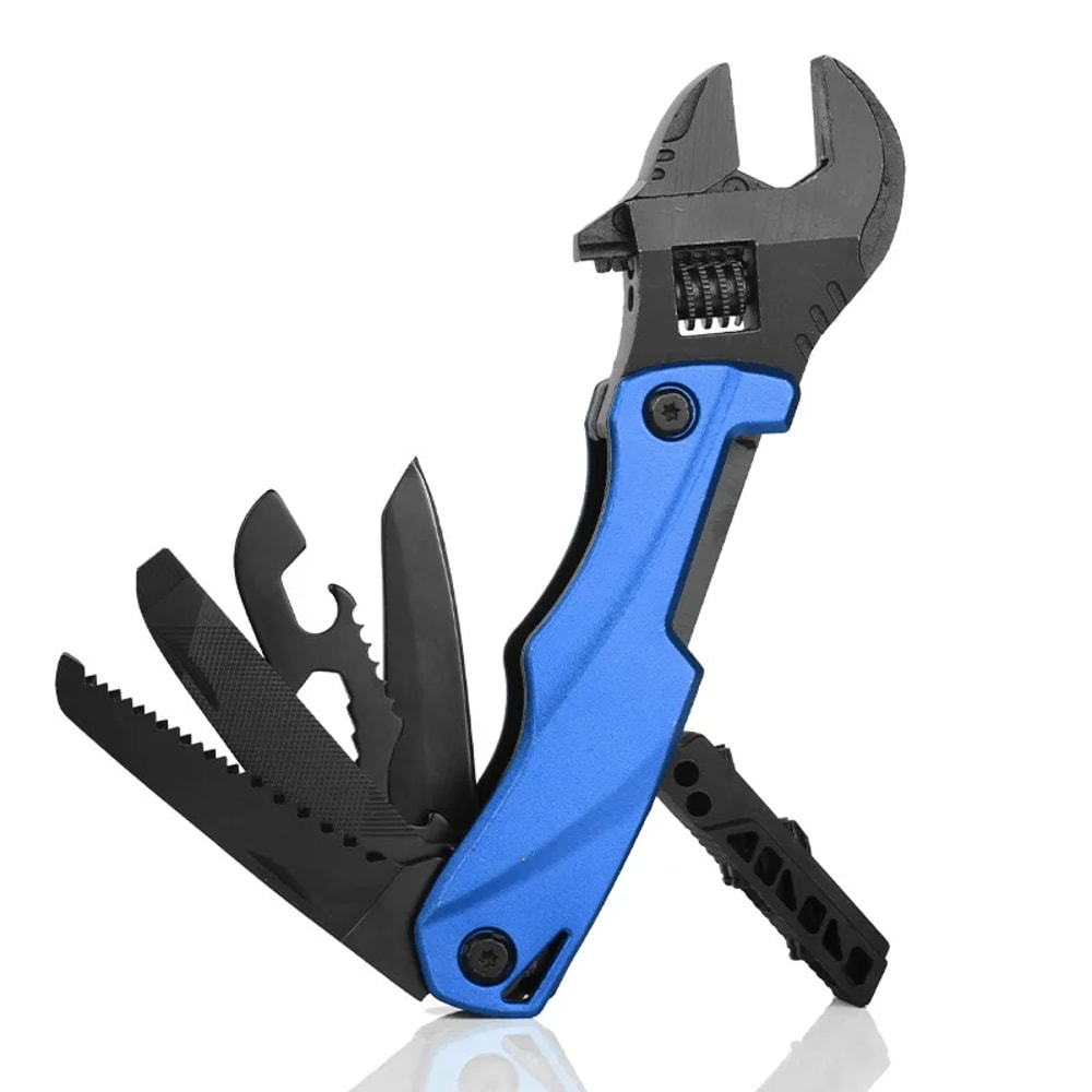 Multifunctional Outdoor Camping Wrench Tool Adjustable Wrench, Folding Knife, and Saw for EDC Use