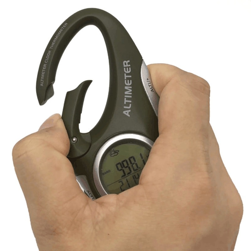 Portable Outdoor Altimeter Carabiner with Barometer & Thermometer Multi-Function Fishing & Hiking Weather Meter
