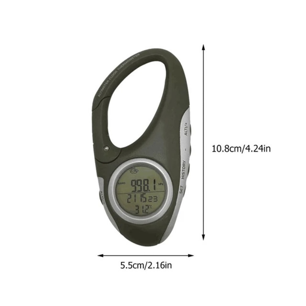 Portable Outdoor Altimeter Carabiner with Barometer & Thermometer Multi-Function Fishing & Hiking Weather Meter