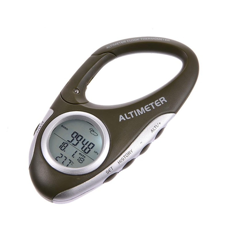 Portable Outdoor Altimeter Carabiner with Barometer & Thermometer Multi-Function Fishing & Hiking Weather Meter