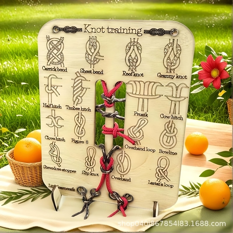 Learn Knot Training Board Kit: Master Reef & Square Knots for Outdoor Survival, Camping, & Climbing