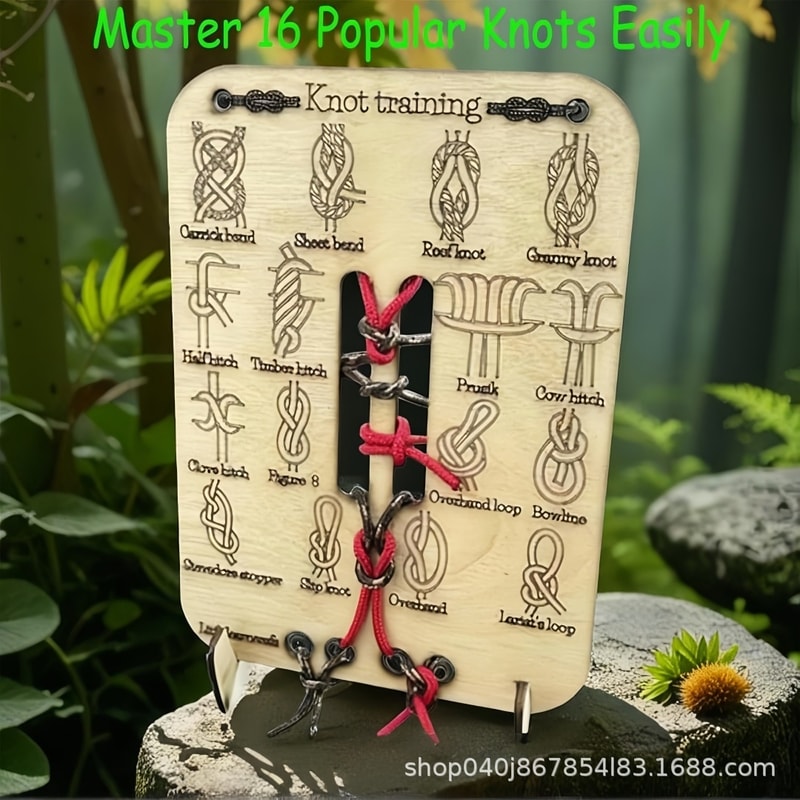 Learn Knot Training Board Kit: Master Reef & Square Knots for Outdoor Survival, Camping, & Climbing