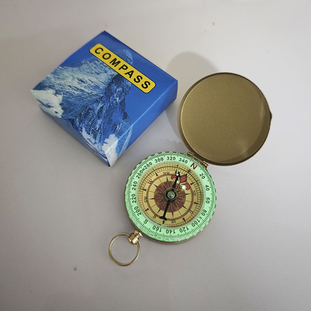 Multifunctional Flip-Up Outdoor Compass with Night Light & High-End Pocket Watch