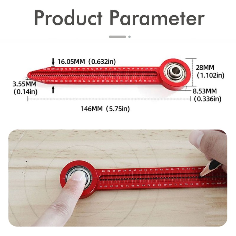 High Precision Woodworking Drawing Compass & Hole Ruler Tool for Accurate Marking and Measurement