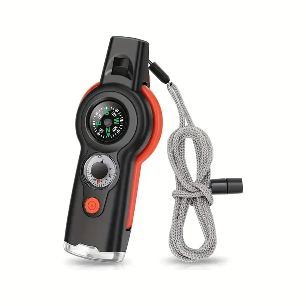 All In One Survival Whistle Tool with Compass Flashlight and Emergency