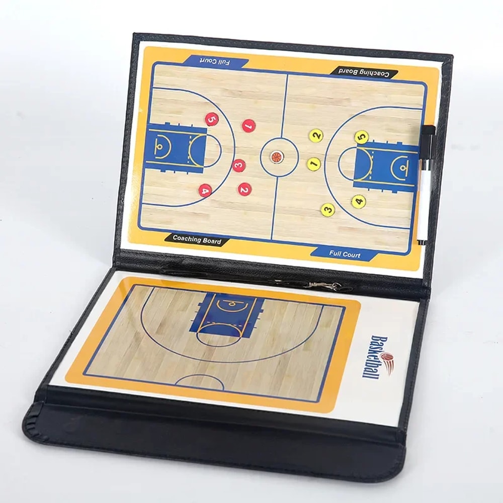 Portable Magnetic Basketball Coaching Board Folding Clipboard for Strategy Training