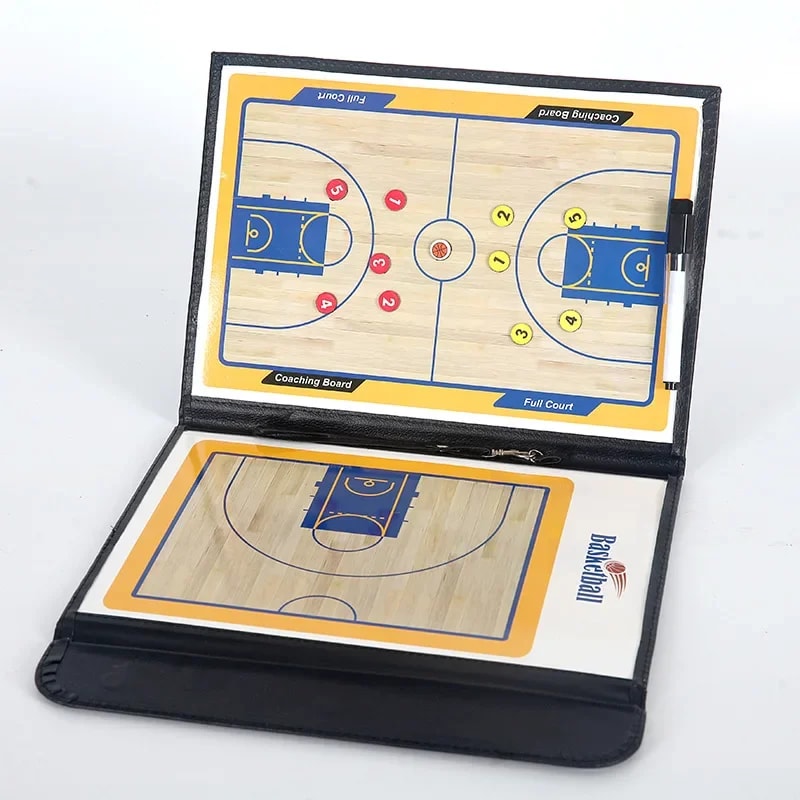Portable Magnetic Basketball Coaching Board Folding Clipboard for Strategy Training