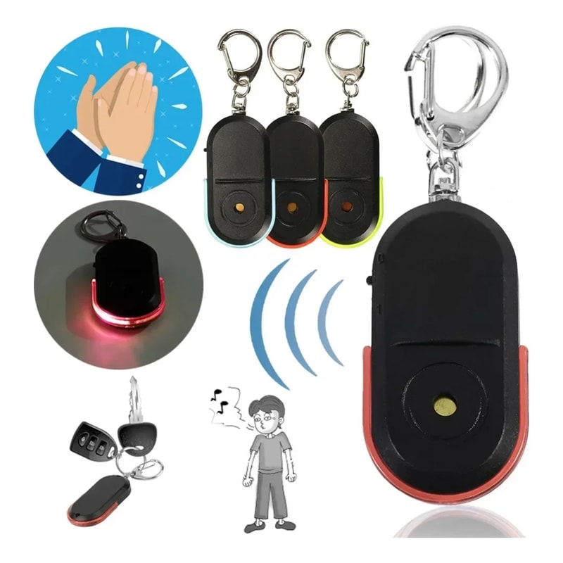 Smart Key Finder Alarm with LED Torch and Panic Whistle Locator for Lost Keys Remote Tracker