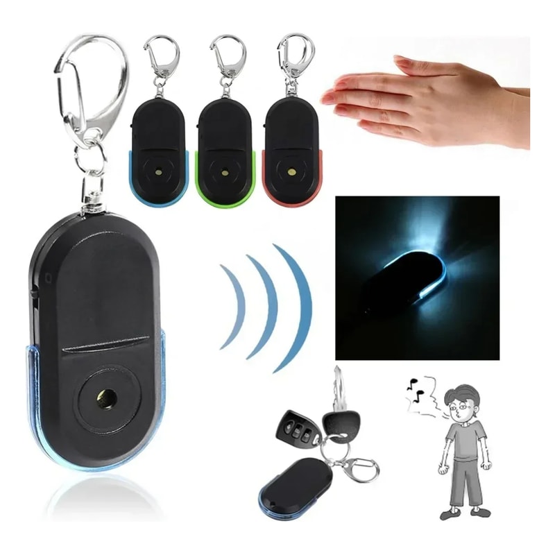 Smart Key Finder Alarm with LED Torch and Panic Whistle Locator for Lost Keys Remote Tracker