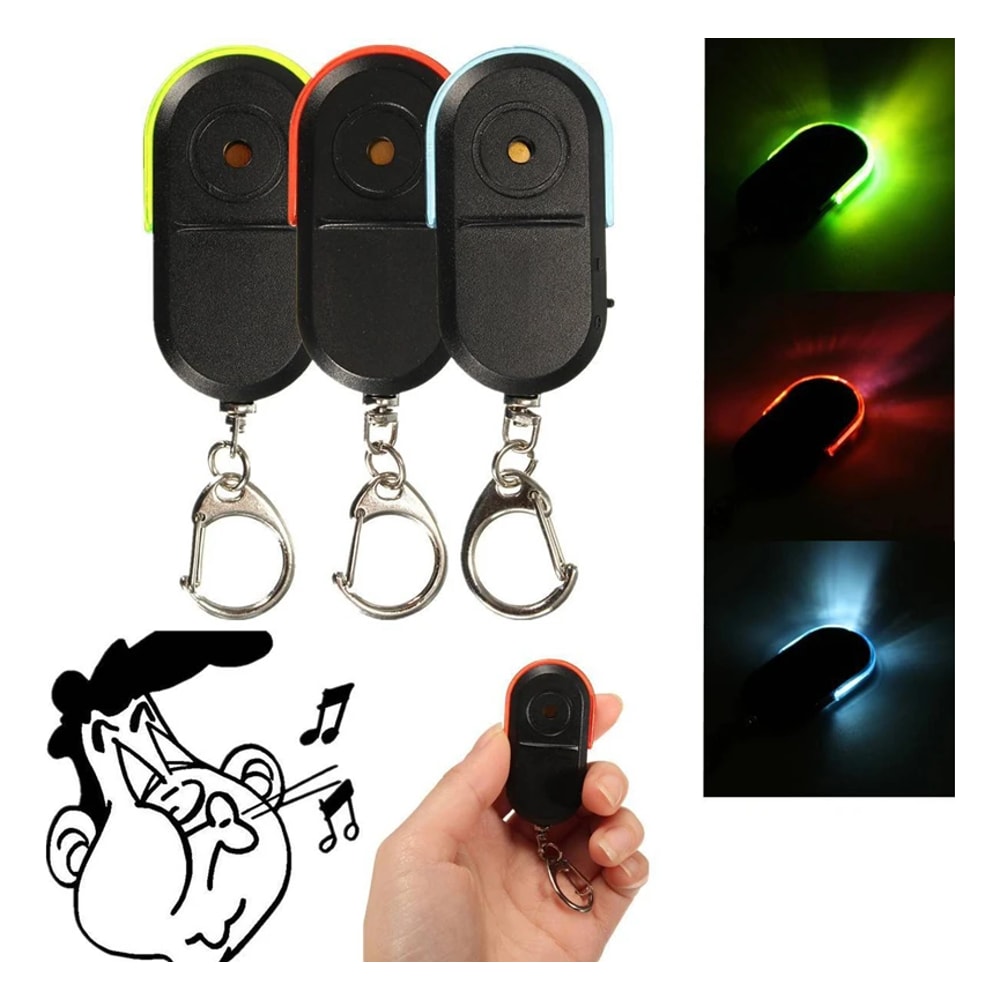 Smart Key Finder Alarm with LED Torch and Panic Whistle Locator for Lost Keys Remote Tracker
