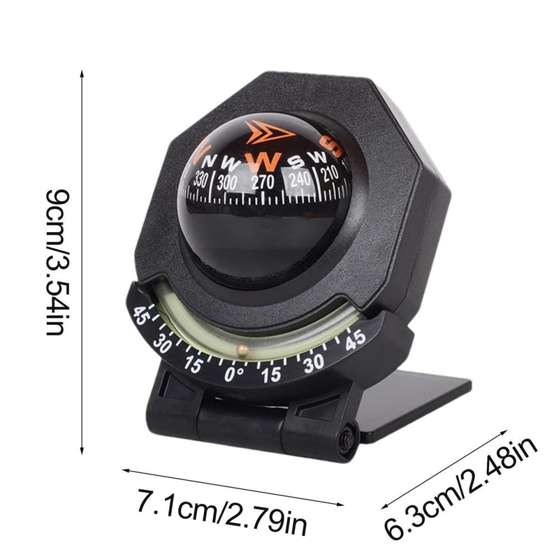 High Precision Car Dashboard Compass with Inclinometer Adjustable Night Vision Navigation Tool