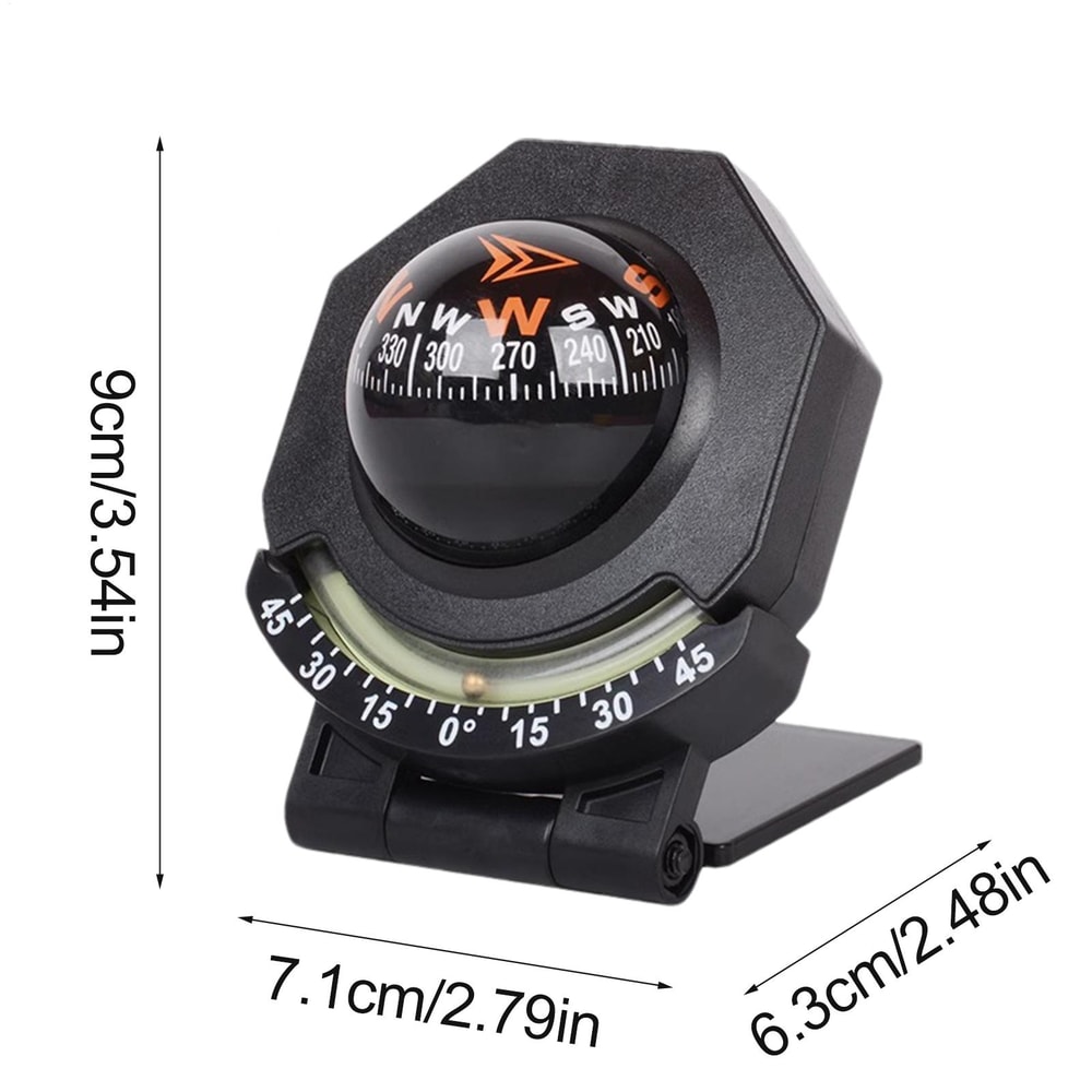 High Precision Car Dashboard Compass with Inclinometer Adjustable Night Vision Navigation Tool