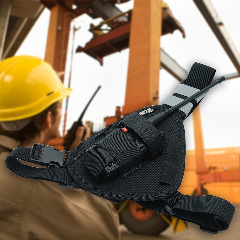 Tactical Walkie Talkie Chest Bag Adjustable Radio Harness Storage Pack