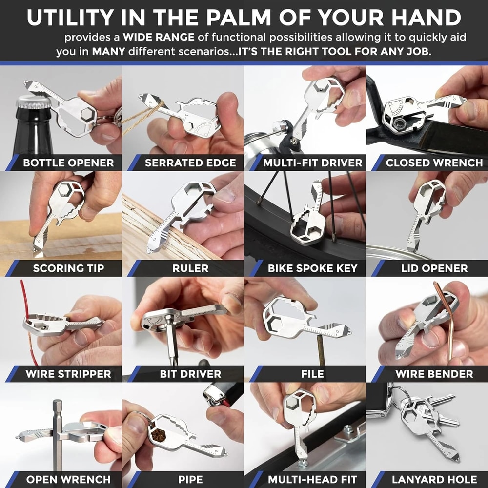 Original Key Shaped Pocket Tool Stainless Steel Multitool Keychain