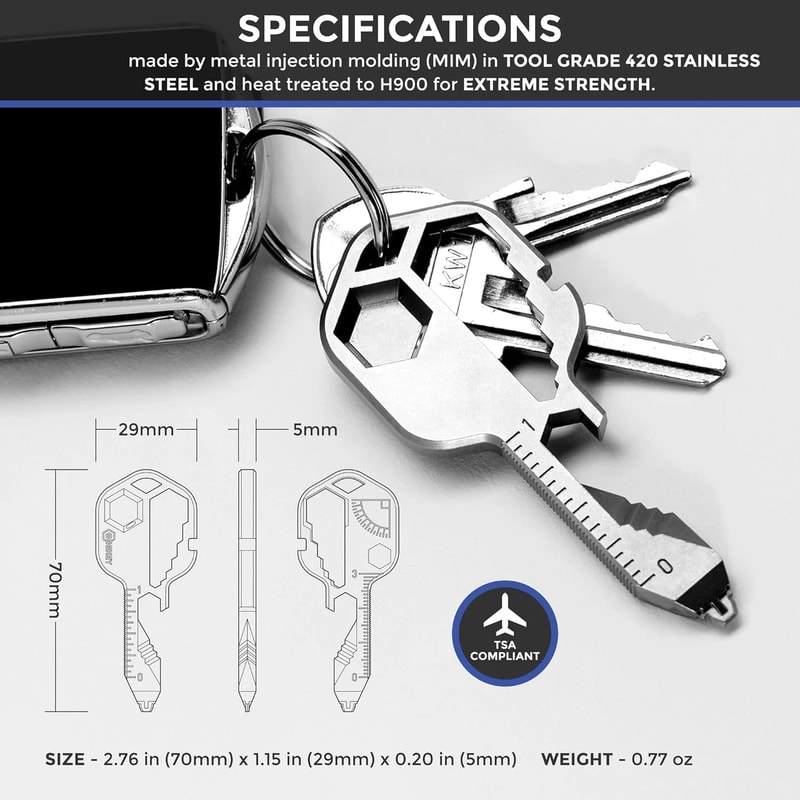 Original Key Shaped Pocket Tool Stainless Steel Multitool Keychain
