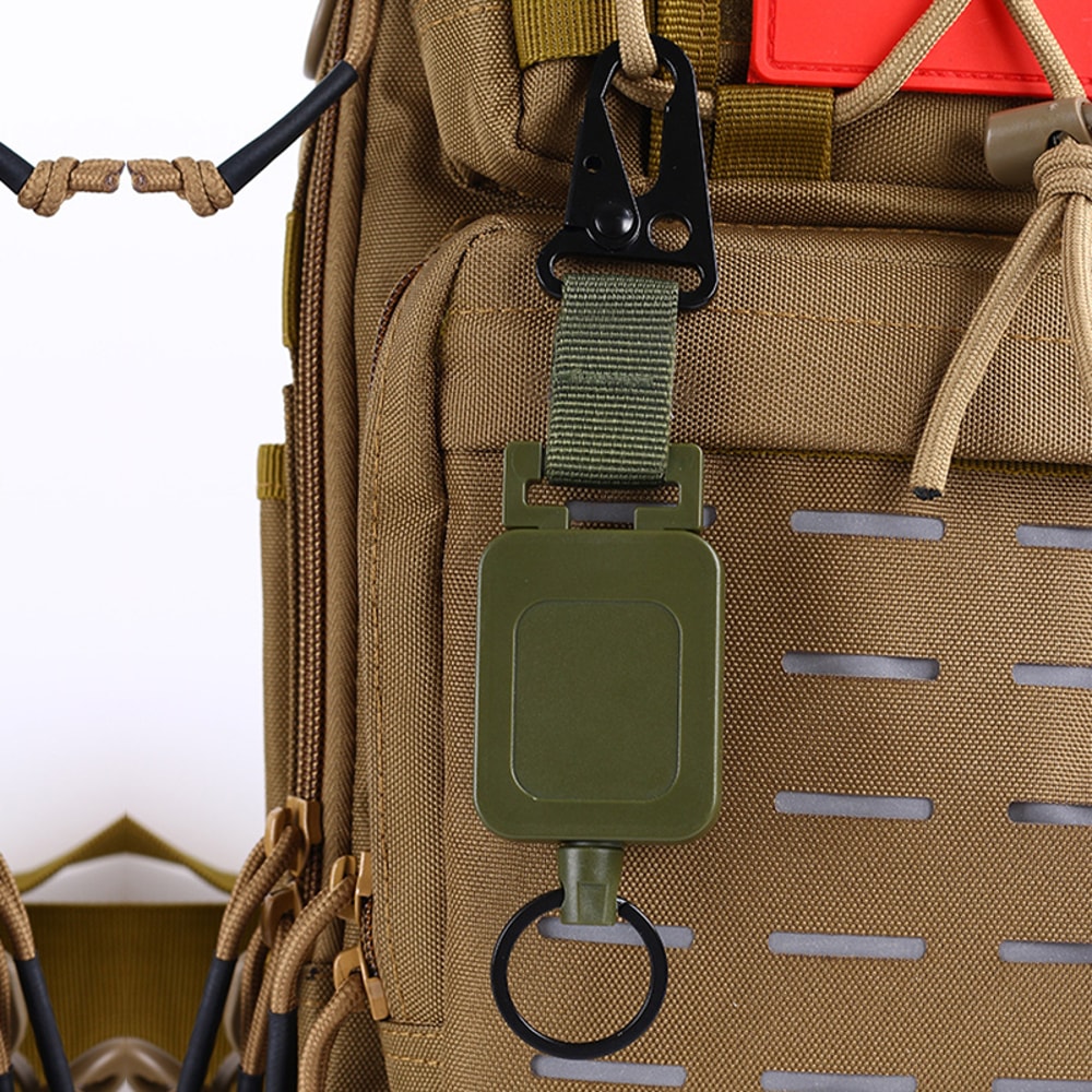 Steel Wire Retractable Key Holder With Molle Backpack Hook For Outdoor Use 2