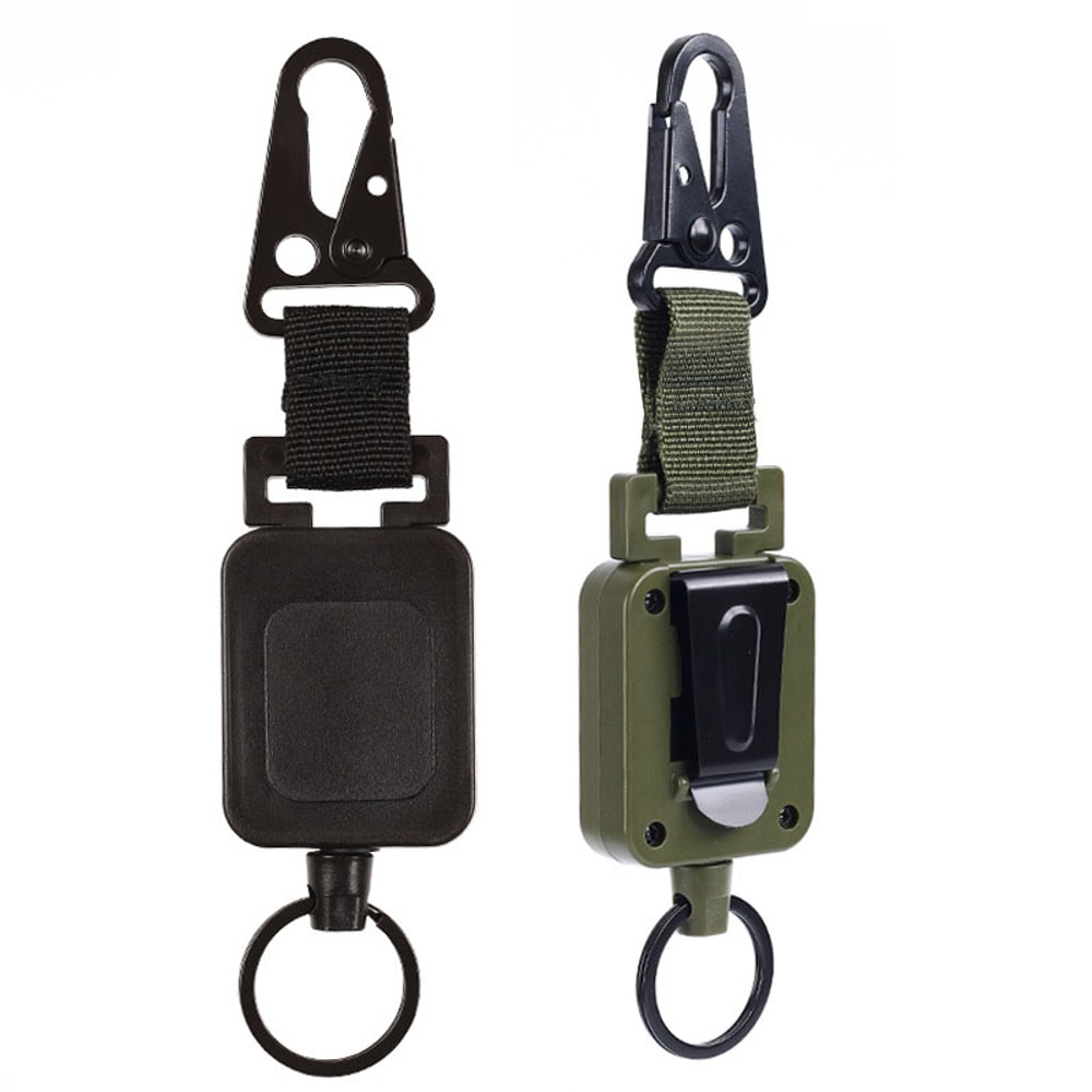 Steel Wire Retractable Key Holder With Molle Backpack Hook For Outdoor Use 5