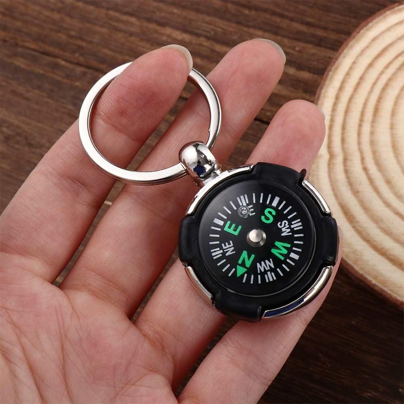 Mini Survival Compass Keychain with Carabiner Outdoor Emergency Tool
