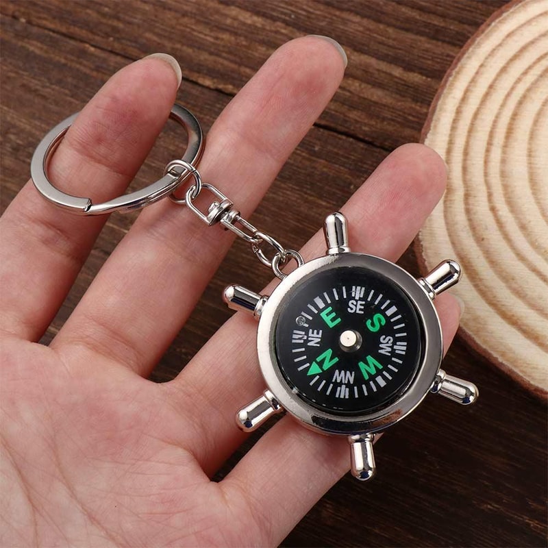 Mini Survival Compass Keychain with Carabiner Outdoor Emergency Tool