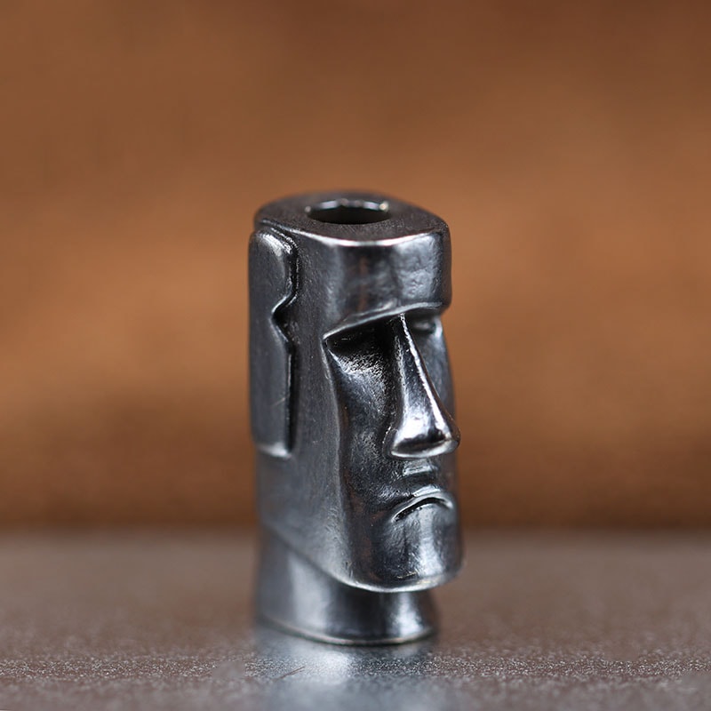 Easter Island Moai EDC lanyard bead Brass Paracord Knife Pendant Survival Accessory