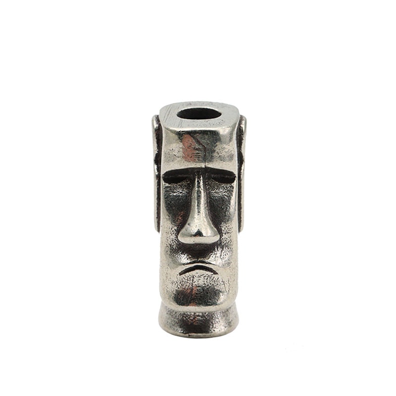 Easter Island Moai EDC lanyard bead Brass Paracord Knife Pendant Survival Accessory