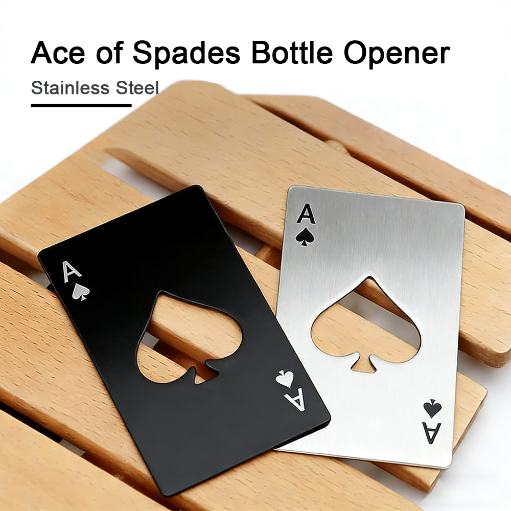 Ace Of Spades Bottle Opener Credit Card Size Portable Bottle Opener Stainless Steel Poker Tool 0