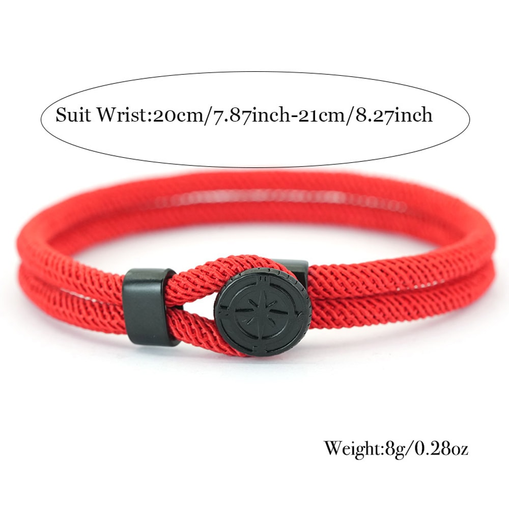 Men Nautical Compass Rope Bracelet Outdoor Survival Wristband