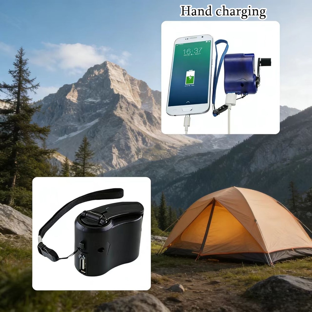 Hand Crank Emergency Charger Portable USB Survival Power Bank For Camping Hiking EDC Gear 0