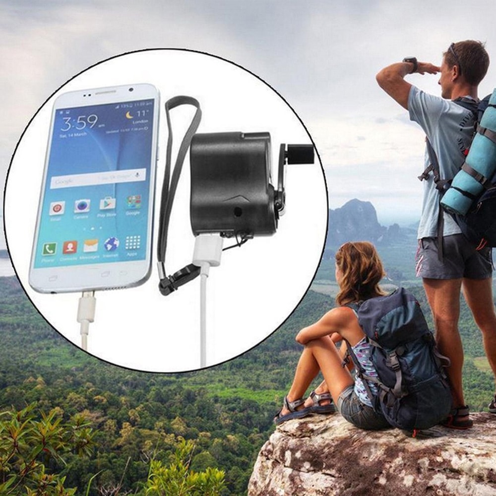 Hand Crank Emergency Charger Portable USB Survival Power Bank For Camping Hiking EDC Gear 5