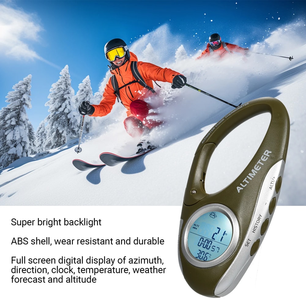 Digital Altimeter Carabiner Outdoor Weather Meter with Thermometer for Hiking Camping Survival