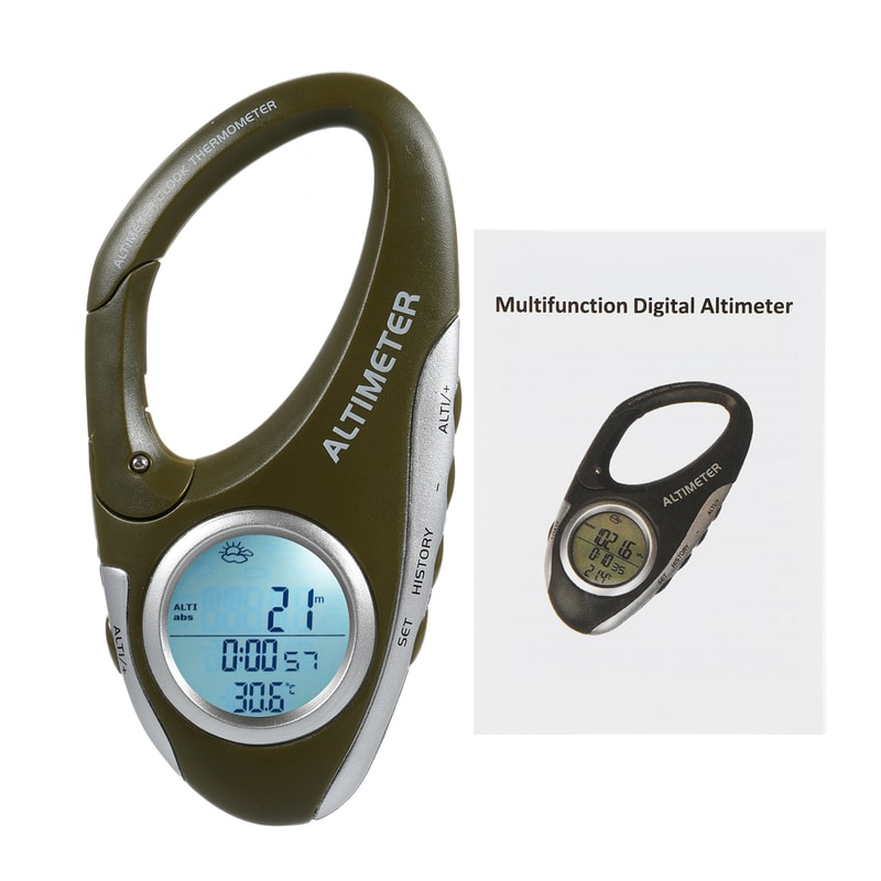 Digital Altimeter Carabiner Outdoor Weather Meter with Thermometer for Hiking Camping Survival