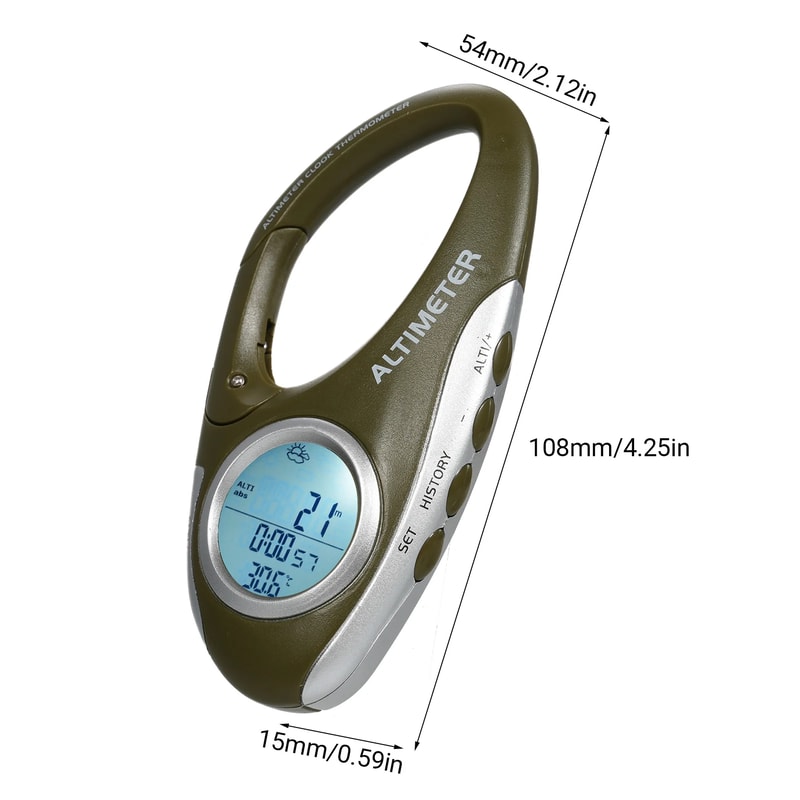 Digital Altimeter Carabiner Outdoor Weather Meter with Thermometer for Hiking Camping Survival