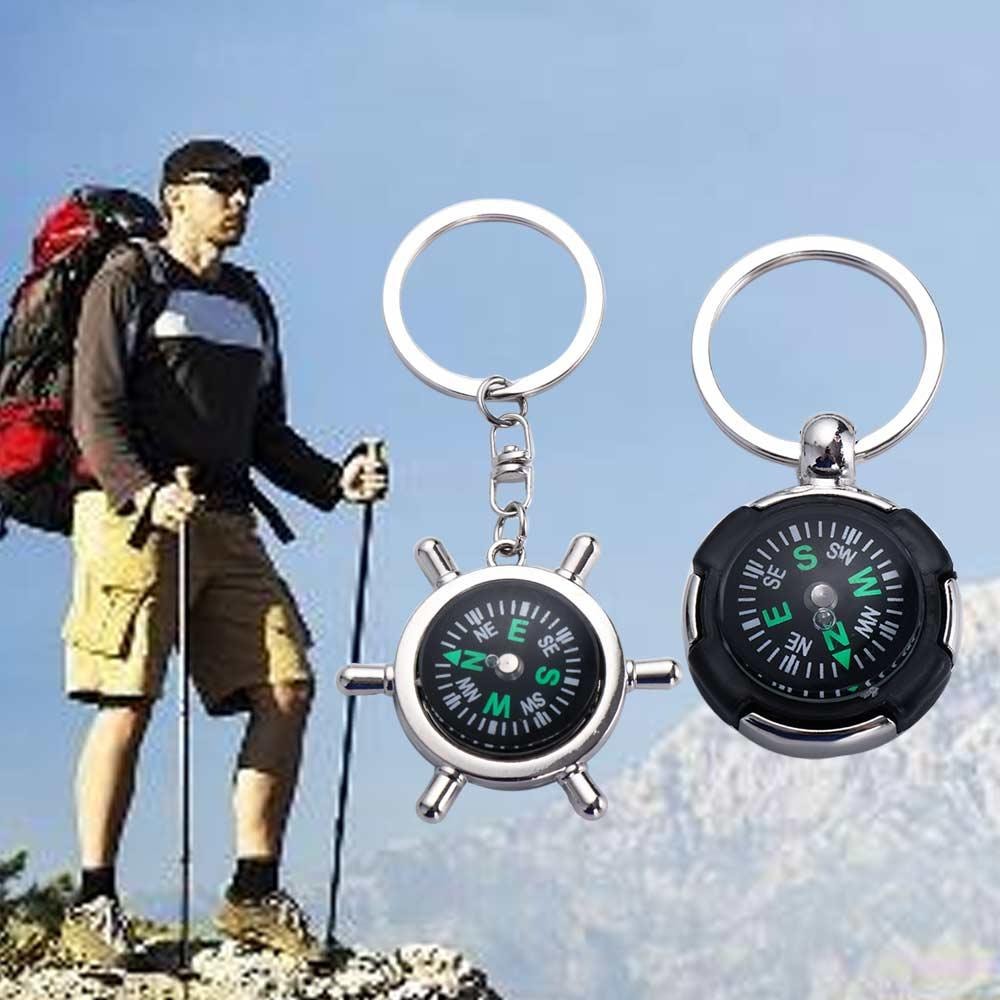 Mini Survival Compass Keychain Portable Navigation Tool for Outdoor Hiking and Emergency Use