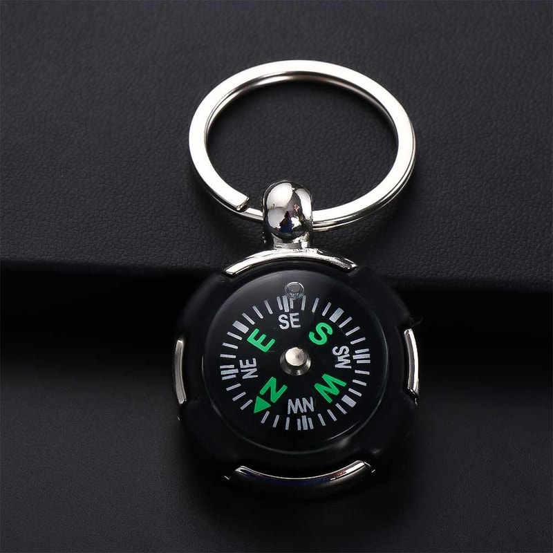 Mini Survival Compass Keychain Portable Navigation Tool for Outdoor Hiking and Emergency Use