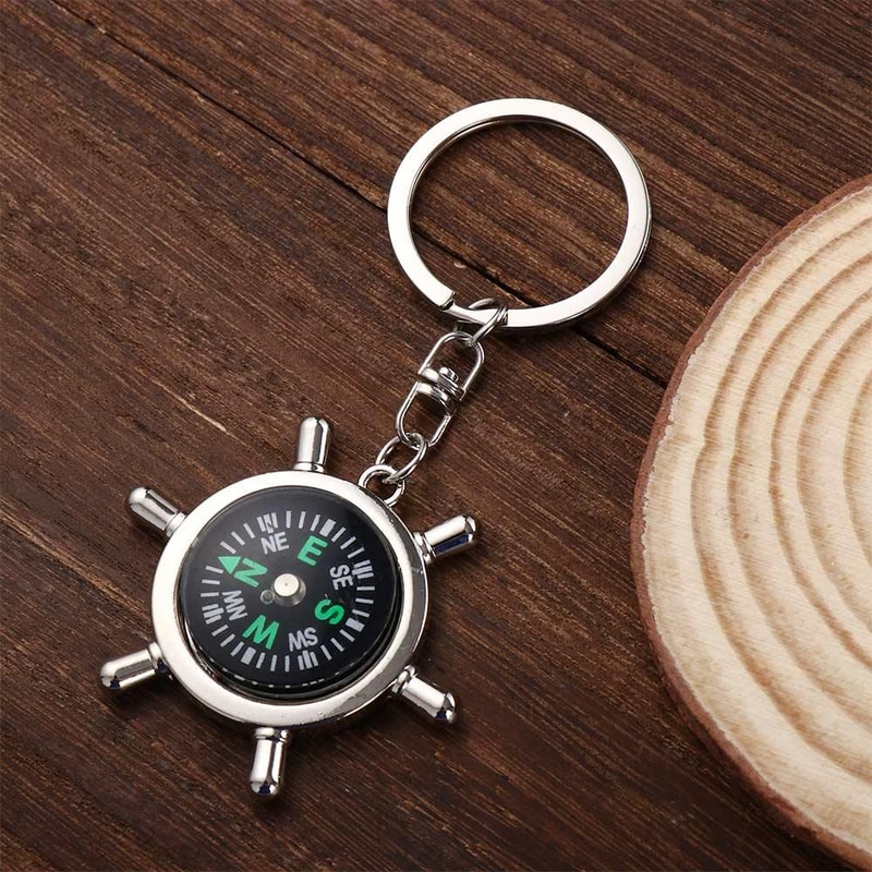 Mini Survival Compass Keychain Portable Navigation Tool for Outdoor Hiking and Emergency Use