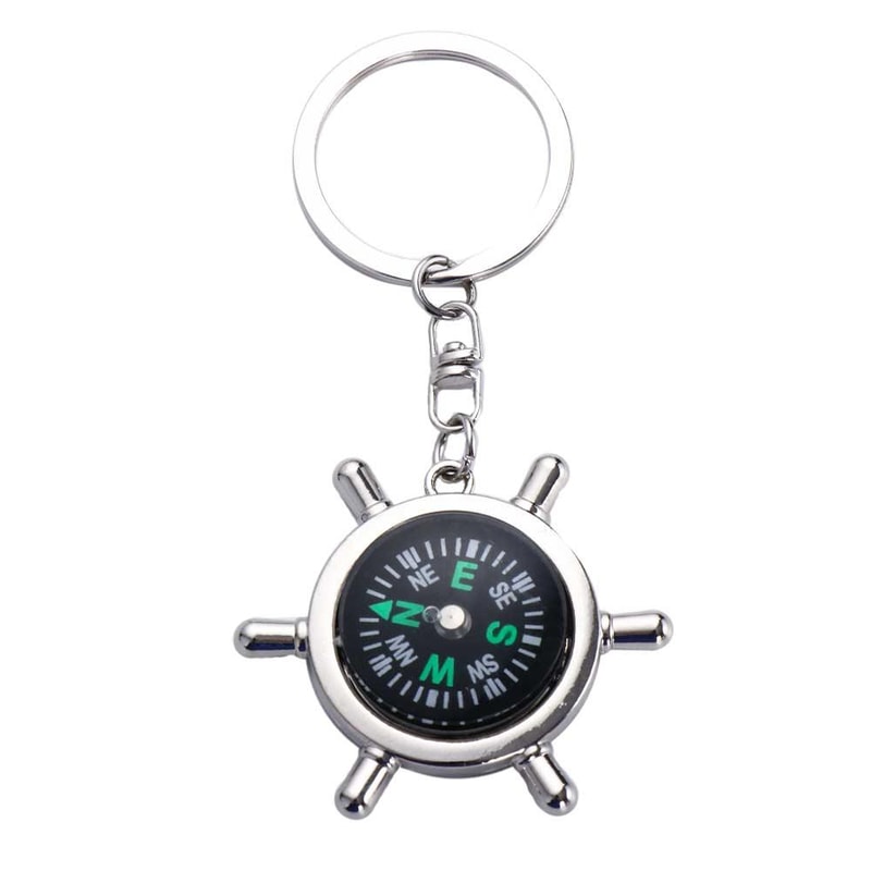 Mini Survival Compass Keychain Portable Navigation Tool for Outdoor Hiking and Emergency Use