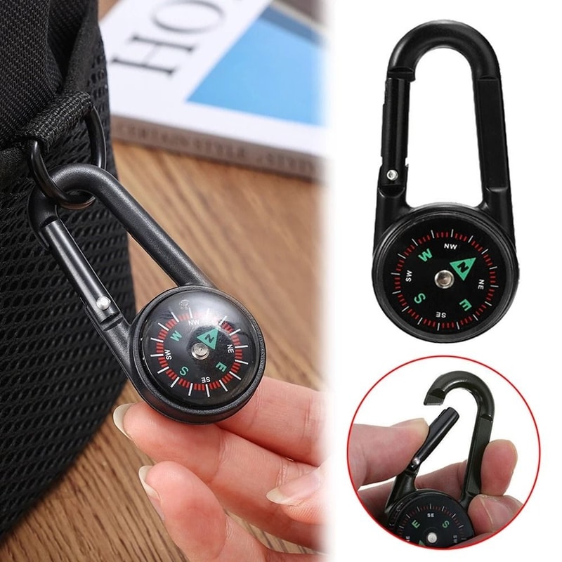Mini Clip-On Hiking Compass with Snap Hook Portable Survival Navigation Tool