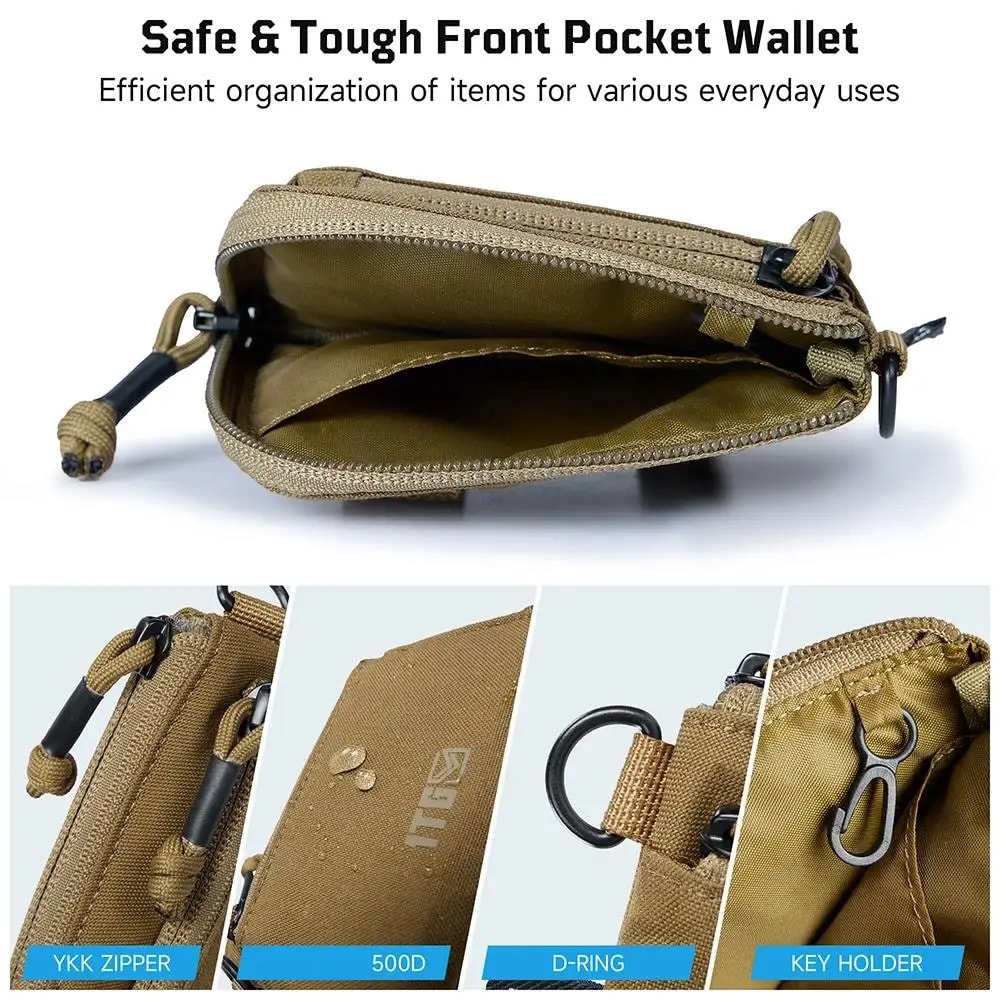 Waterproof EDC Pouch Compact Mini Wallet With Zipper Coin Storage And Keychain Carry 3