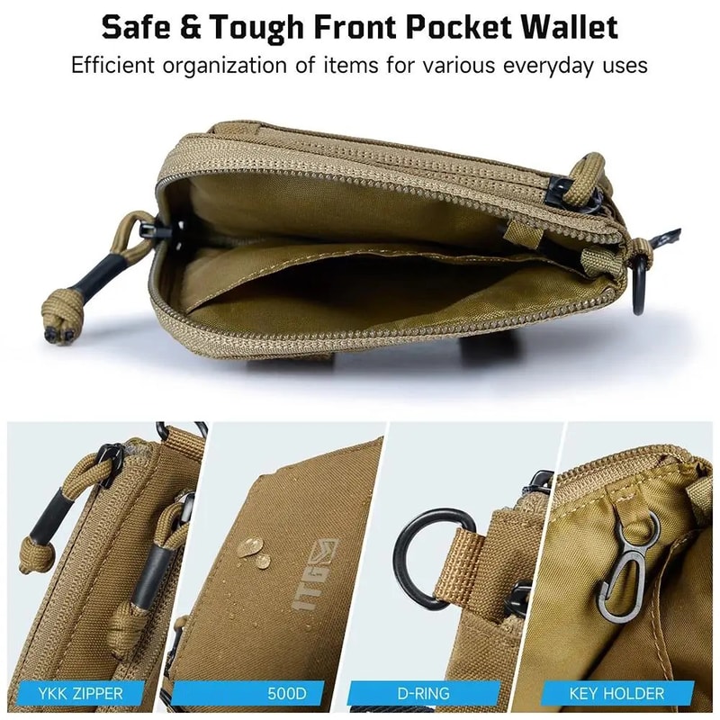 Waterproof EDC Pouch Compact Mini Wallet With Zipper Coin Storage And Keychain Carry 3