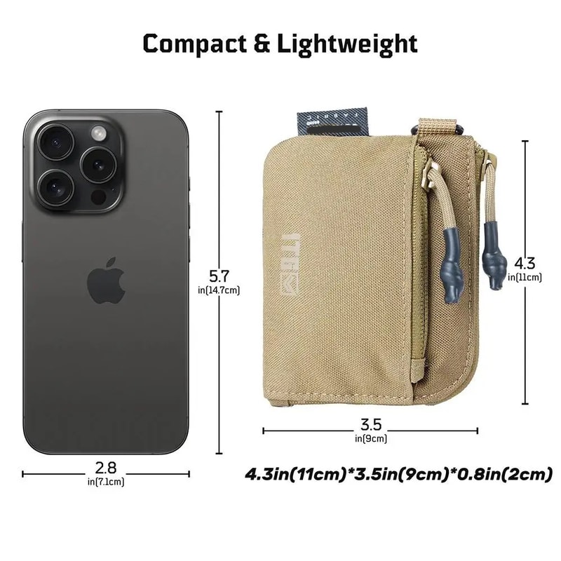 Waterproof EDC Pouch Compact Mini Wallet With Zipper Coin Storage And Keychain Carry 4