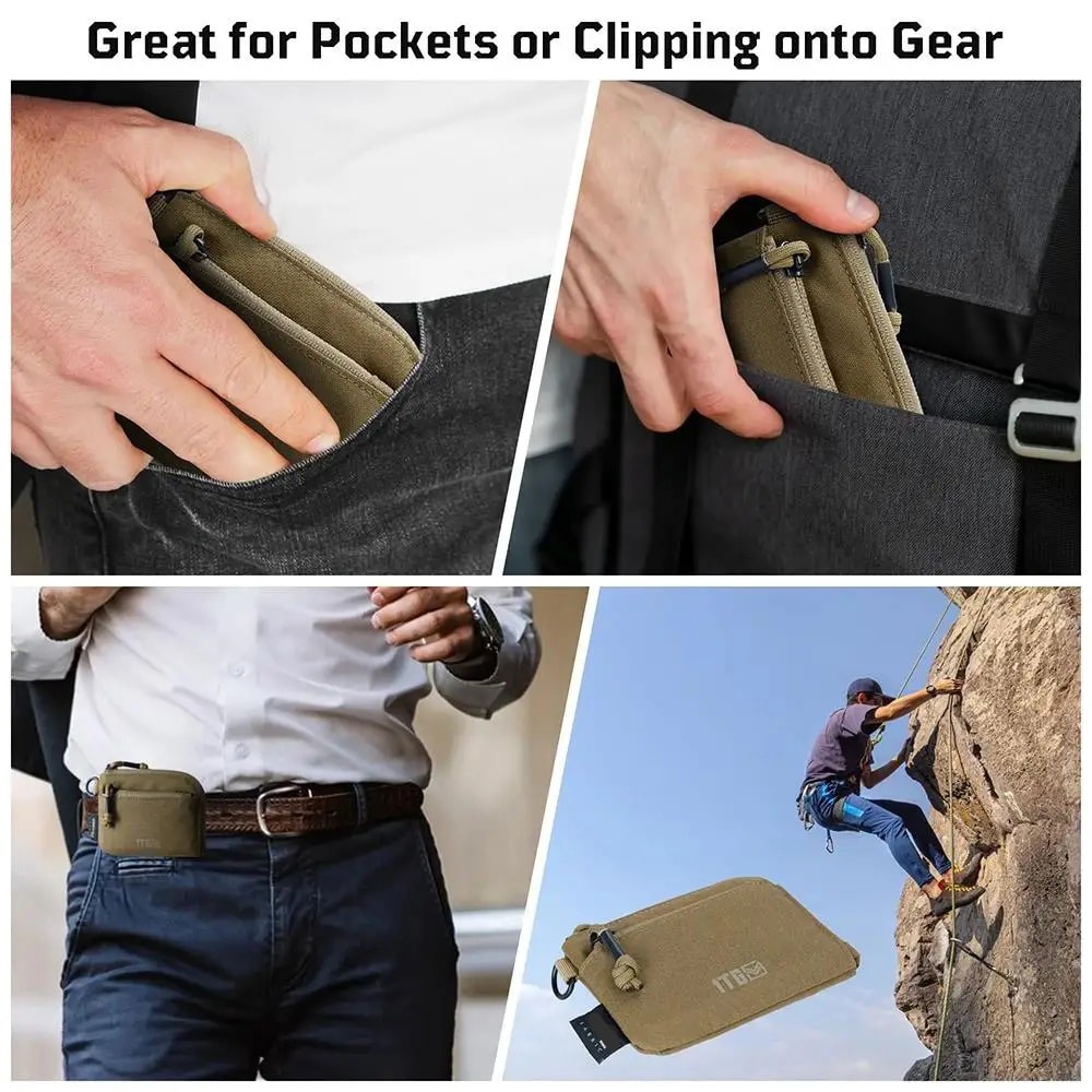 Waterproof EDC Pouch Compact Mini Wallet With Zipper Coin Storage And Keychain Carry 5