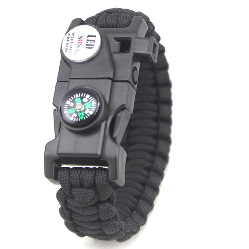 High Visibility Survival Bracelet With LED Light Compass And Whistle For Camping And Emergency Use 6