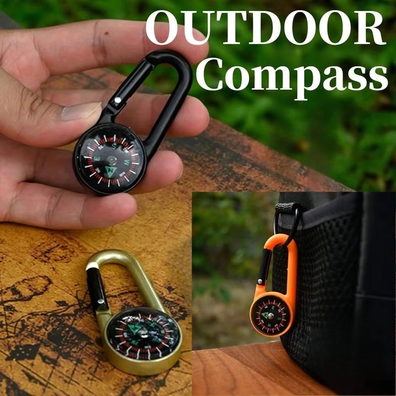 AllinOne Outdoor Survival Compass Keychain With Thermometer And Carabiner Hook 4