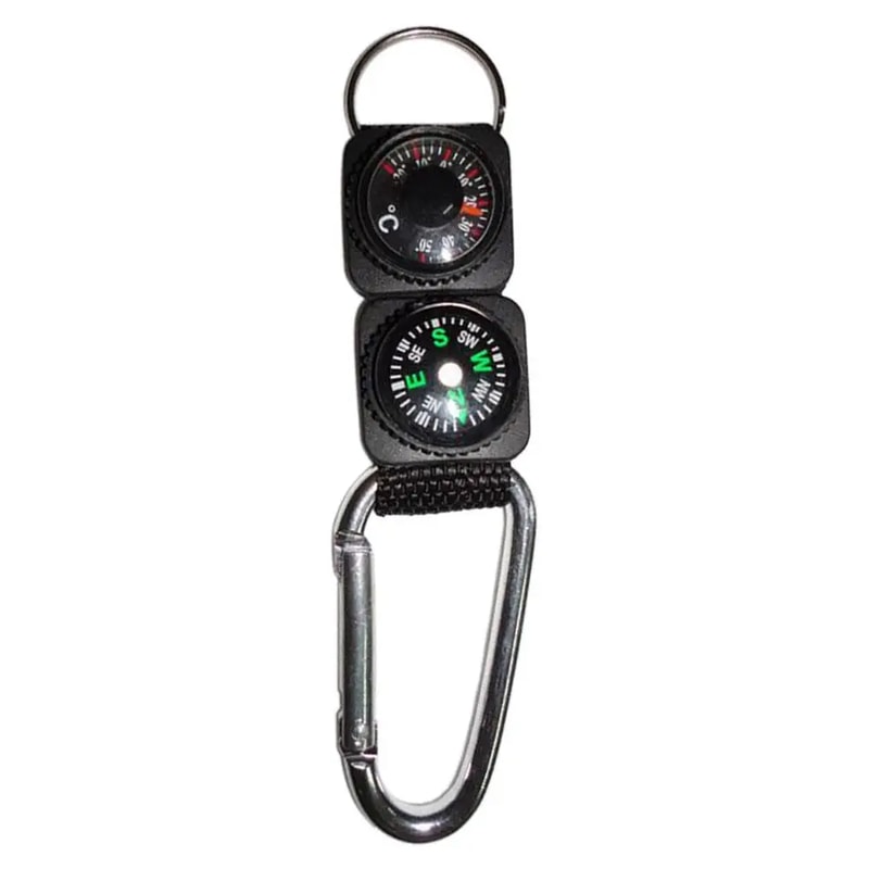 AllinOne Outdoor Survival Compass Keychain With Thermometer And Carabiner Hook 6