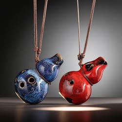 ceramic ocarina flute, handmade gourd wind instrument, beginner friendly musical decor