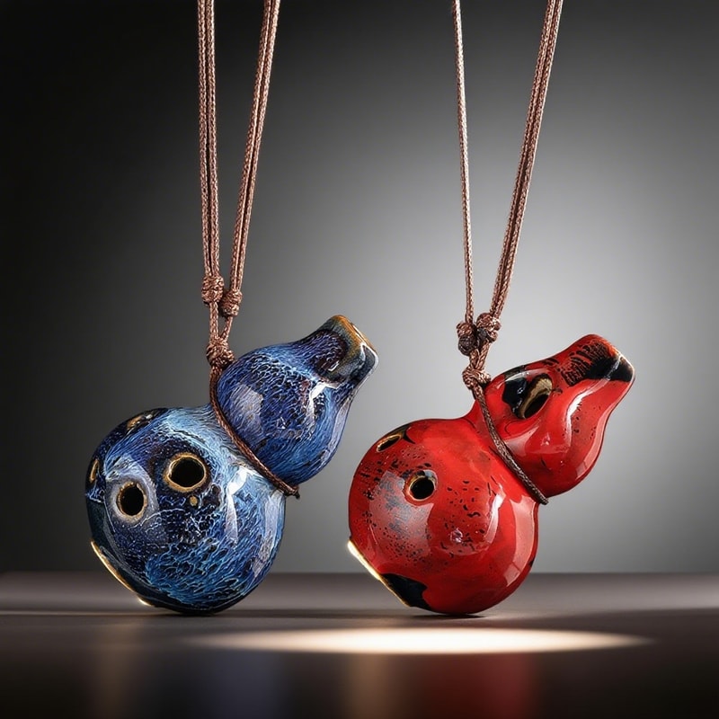 Ceramic Ocarina Flute, Handmade Gourd Wind Instrument, Beginner Friendly Musical Decor