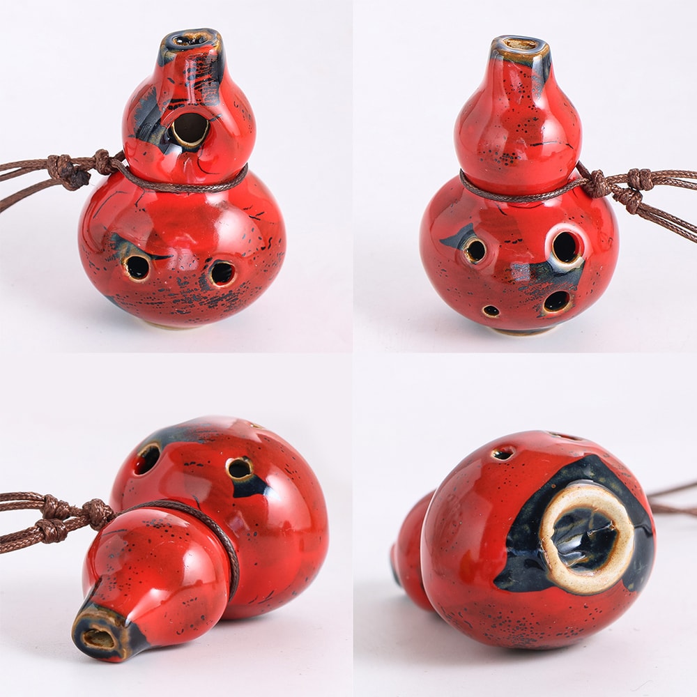 Ceramic Ocarina Flute, Handmade Gourd Wind Instrument, Beginner Friendly Musical Decor
